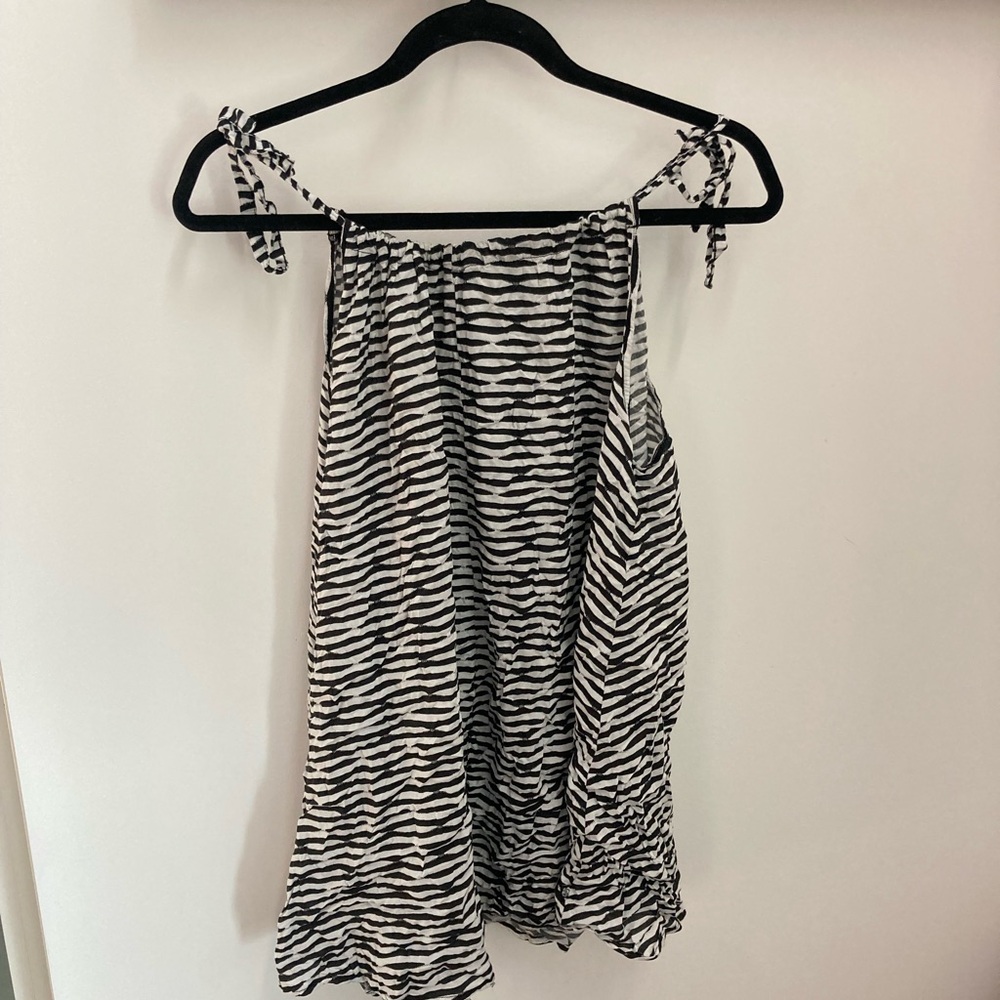La Vie En Rose Aqua Black and White Striped Swimsuit Cover